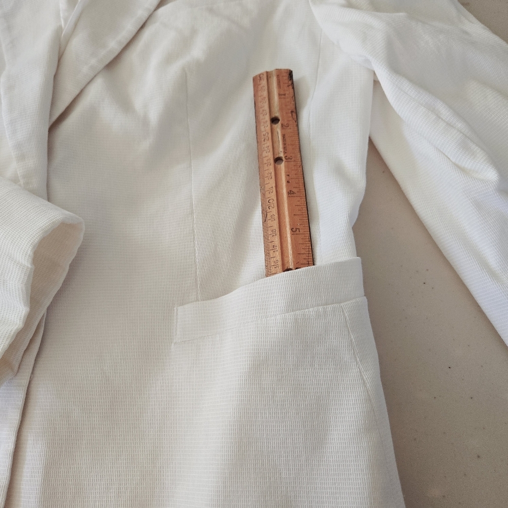 Vintage Express Stretch Blazer Jacket Size 7/8 White Lined 2 Button Pockets - Picture 6 of 16